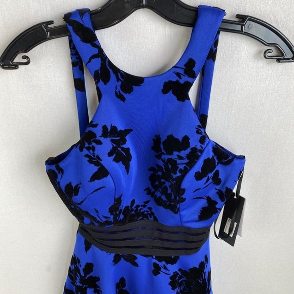 CITY STUDIO Macy's Blue Velvet Print Dress NWT - Picture 2 of 8